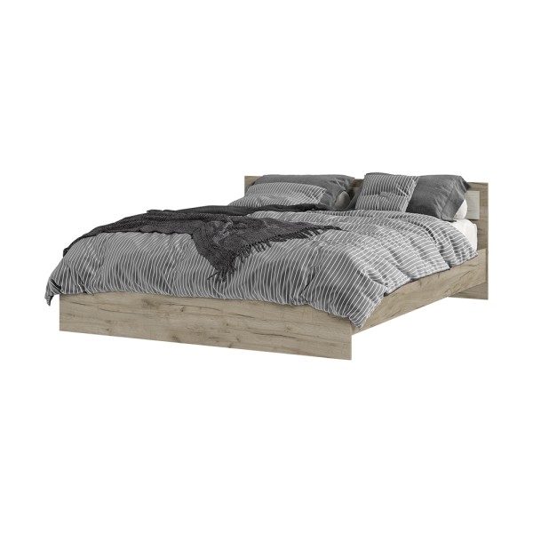 Спальня Кровать ГАРМОНИЯ КР 601 (1,652х0,7х2,032) фасад ДУБ КРАФТ БЕЛЫЙ/корпус ДУБ КРАФТ СЕРЫЙ