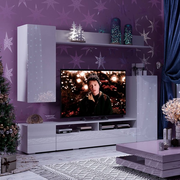 "Диаманд" МДФ/ЛДСП Гостиная (2130*1680*371) (Белый) 