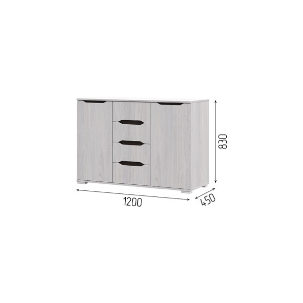 Спальня ВАЛЕНСИЯ КМ 012 комод со створками (1,2х0,83х0,45) АНКОР