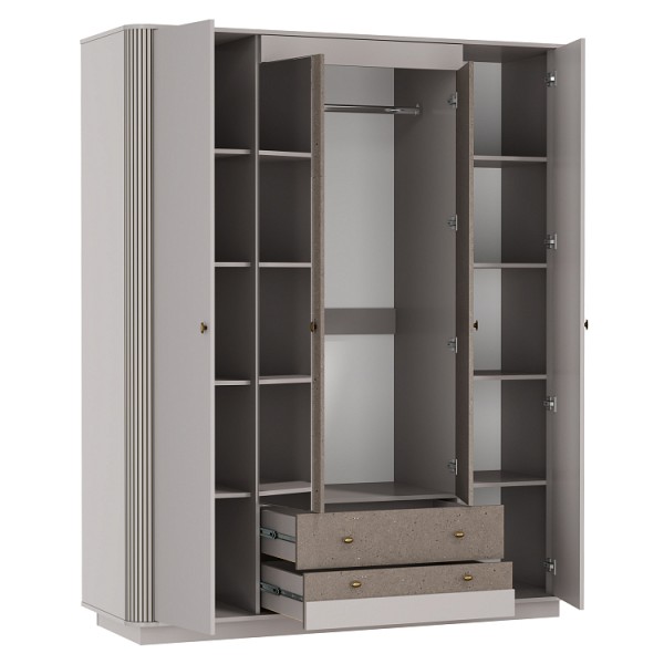 Шкаф для одежды 34.01 "Фантазия" (4-х дв.) (кашемир / дуо / кашемир патина)