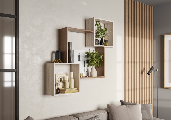 Полка навесная ПЛ 2 (1,042х1,042х0,18) корпус ШИМО СВЕТЛ/корпус ШИМО ТЕМН